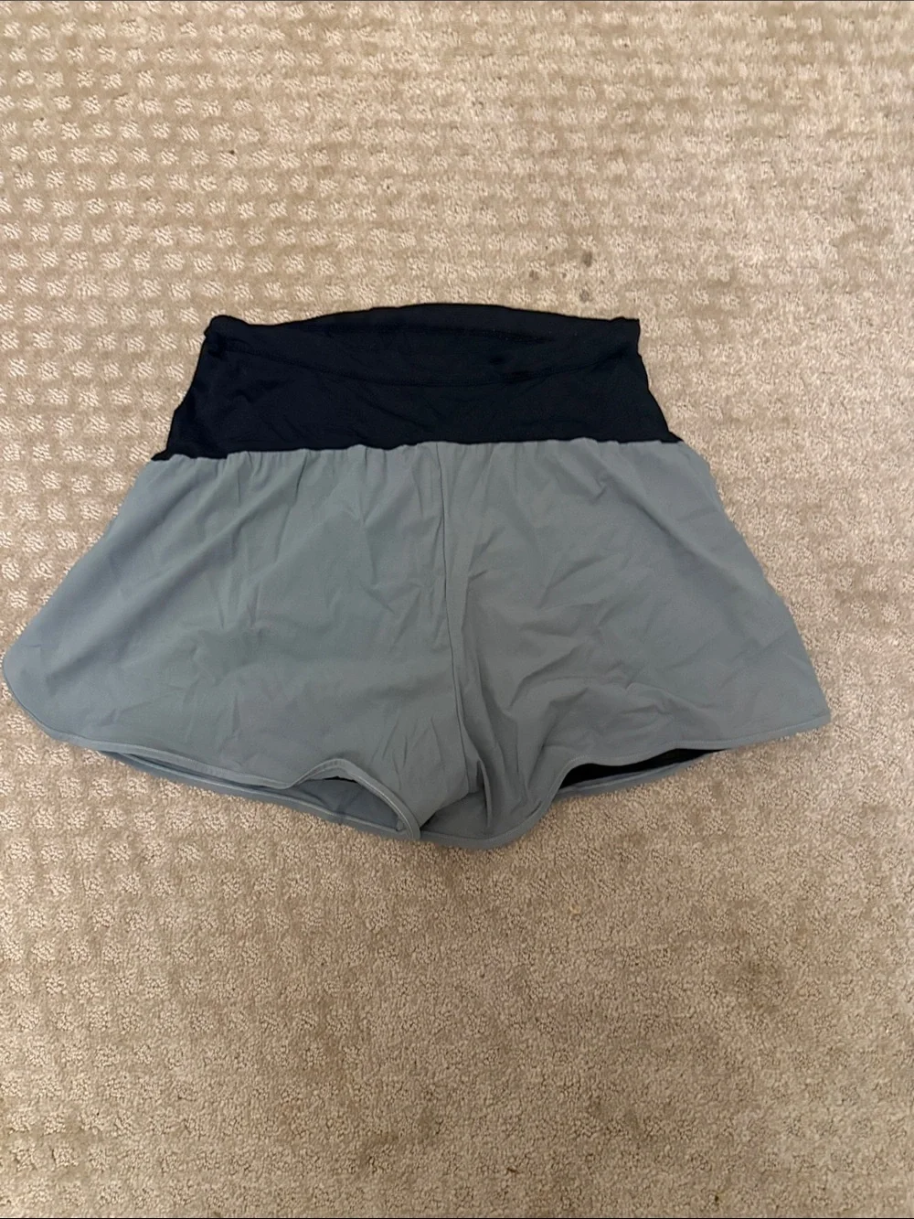 Maternity Two-Tone Athletic Shorts in Slate Blue and Black